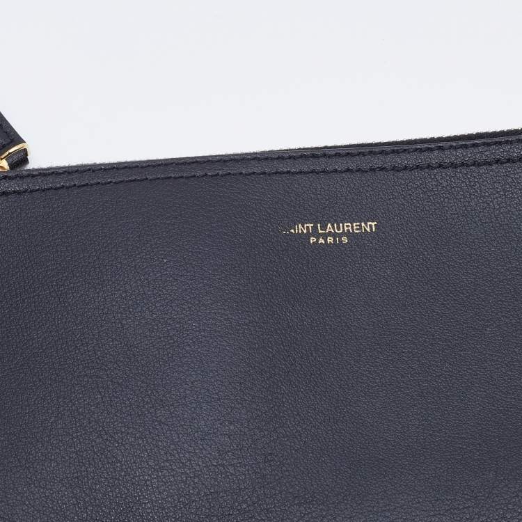 Pre Owned Saint Laurent Black Leather E/W Shopper Tote