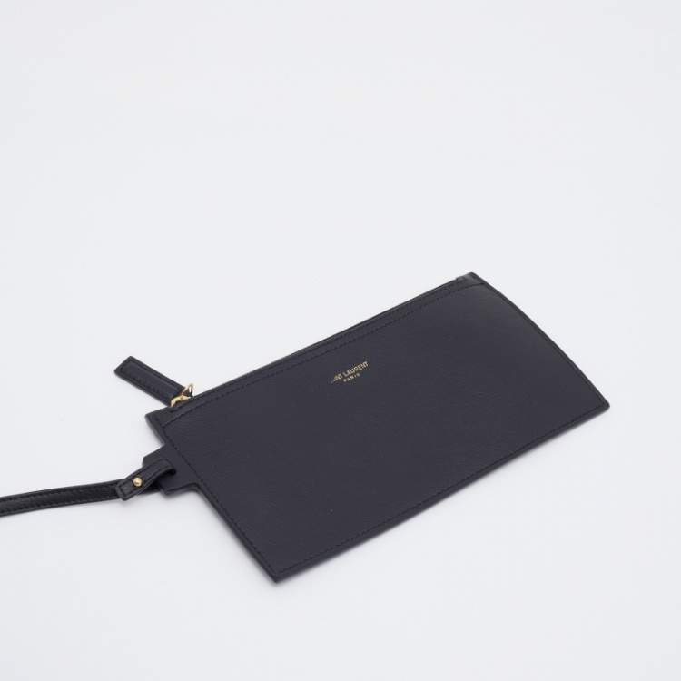 Pre Owned Saint Laurent Black Leather E/W Shopper Tote