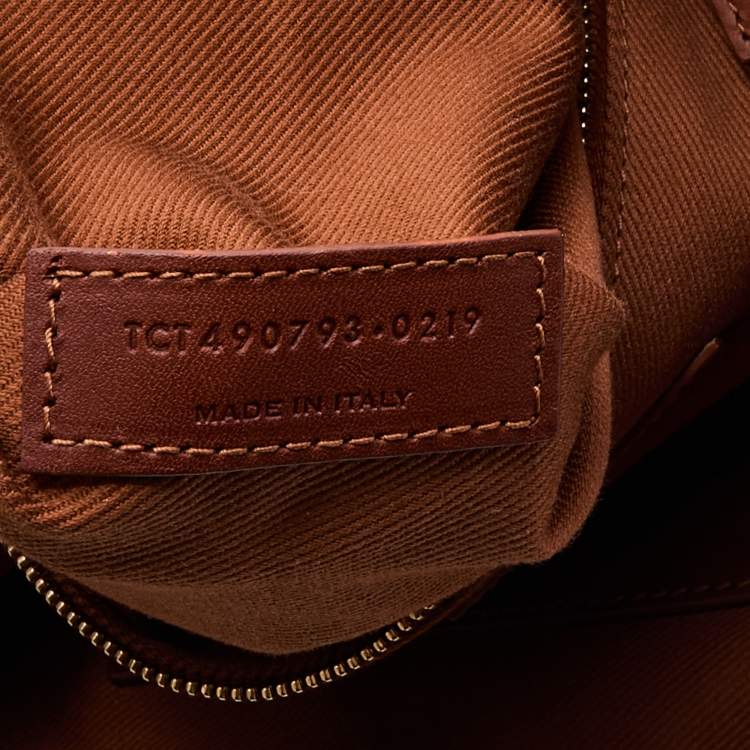 Pre Owned Saint Laurent Beige/Brown Woven Raffia And Leather Tassel Tote