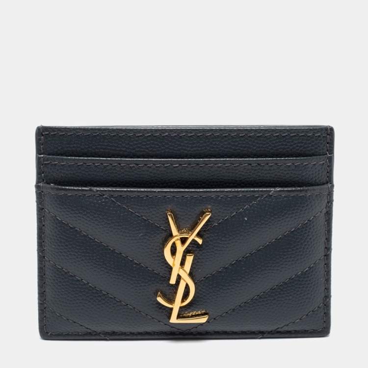 مملوكة مسبقًا Saint Laurent Black Monogram Leather Logo Card Holder