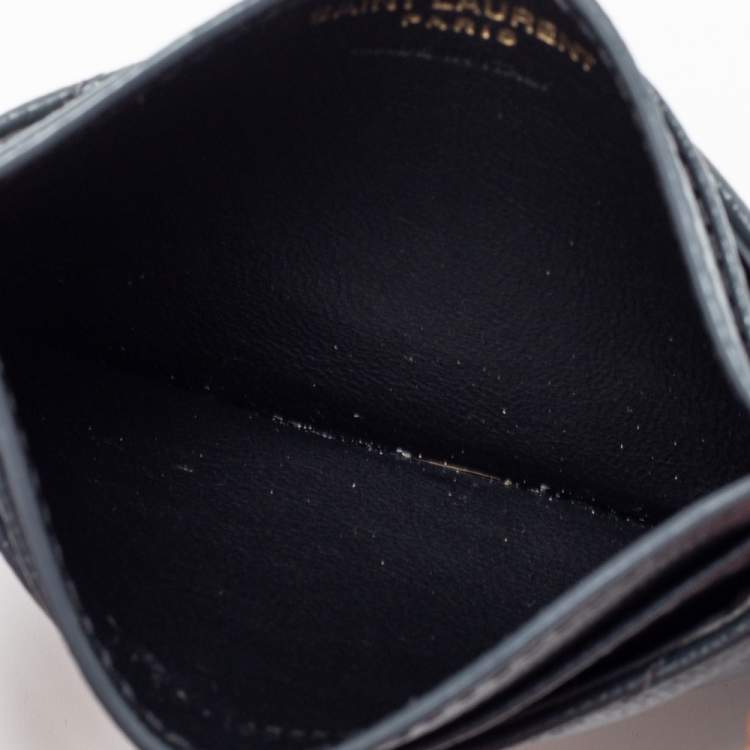 مملوكة مسبقًا Saint Laurent Black Monogram Leather Logo Card Holder