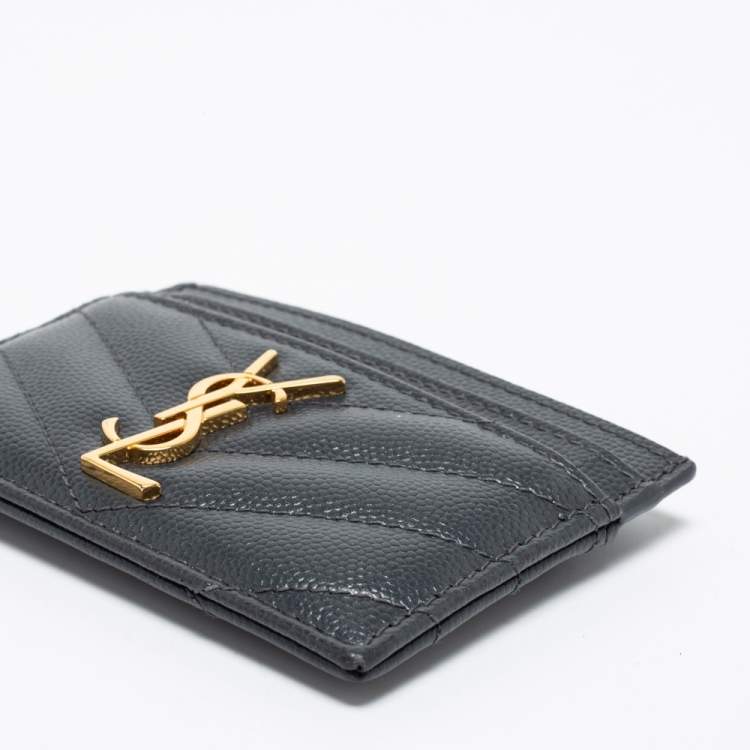 مملوكة مسبقًا Saint Laurent Black Monogram Leather Logo Card Holder