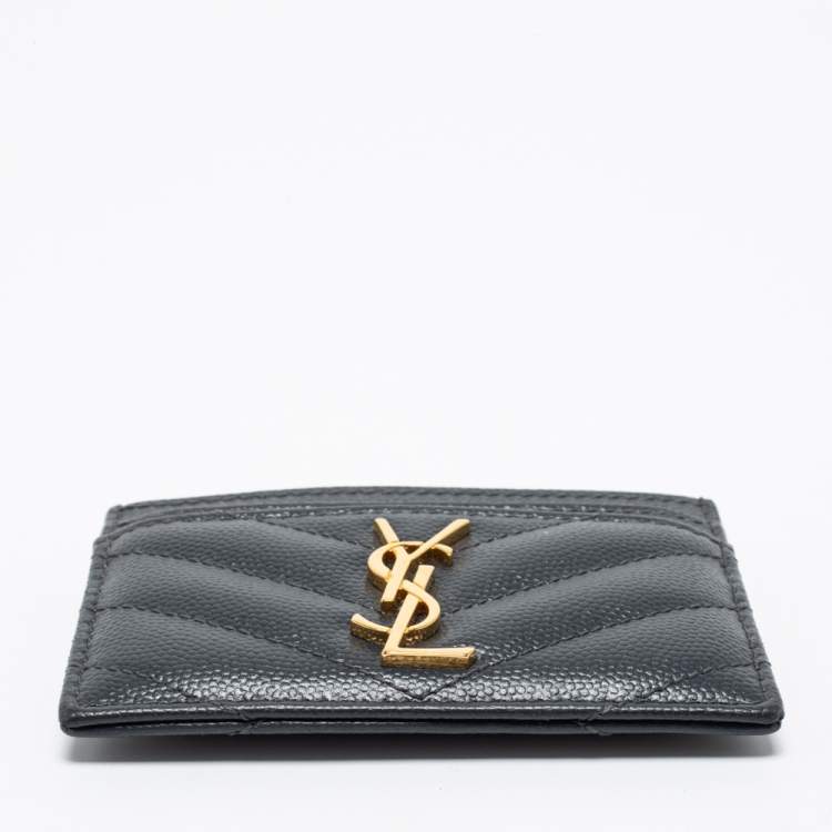 مملوكة مسبقًا Saint Laurent Black Monogram Leather Logo Card Holder