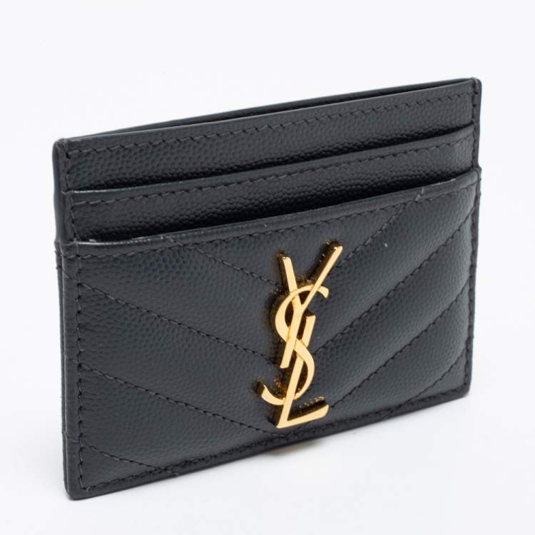 مملوكة مسبقًا Saint Laurent Black Monogram Leather Logo Card Holder