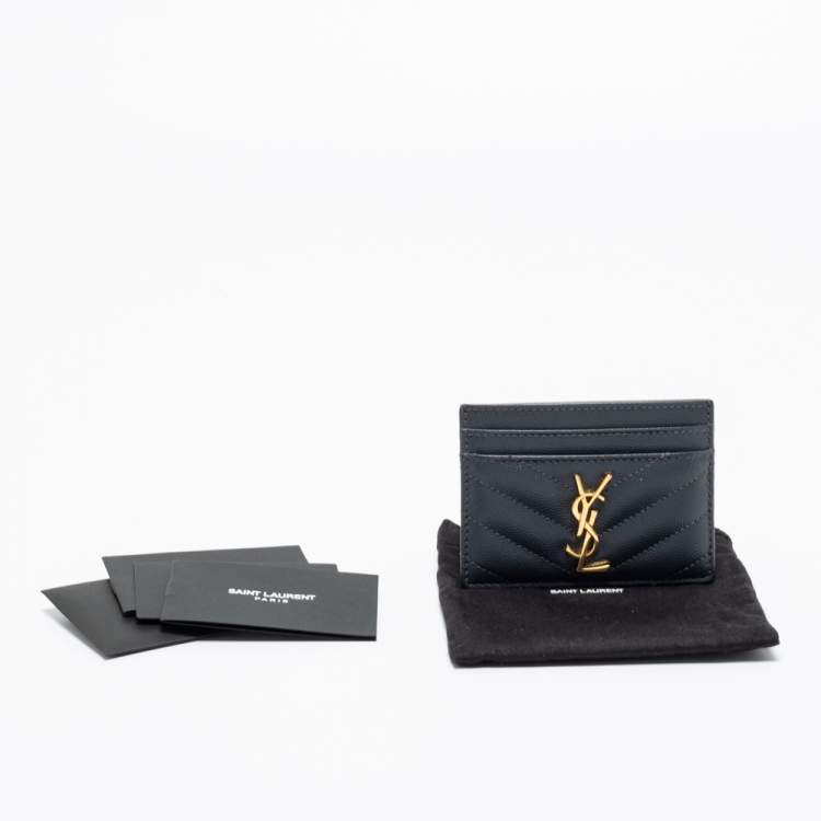 مملوكة مسبقًا Saint Laurent Black Monogram Leather Logo Card Holder