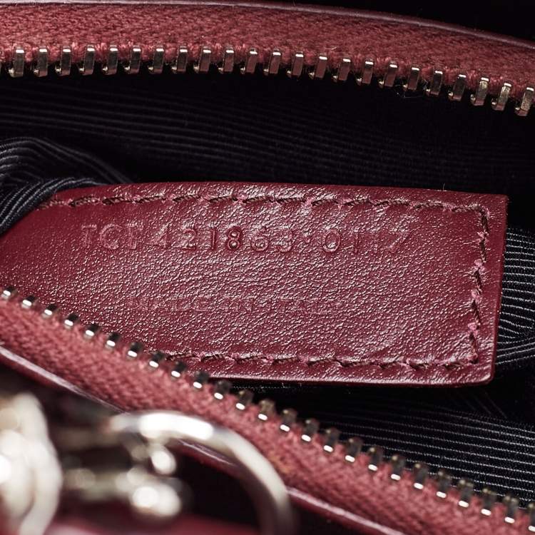 Pre Owned Saint Laurent Burgundy Croc Embossed Leather Baby Classic Sac De Jour Tote