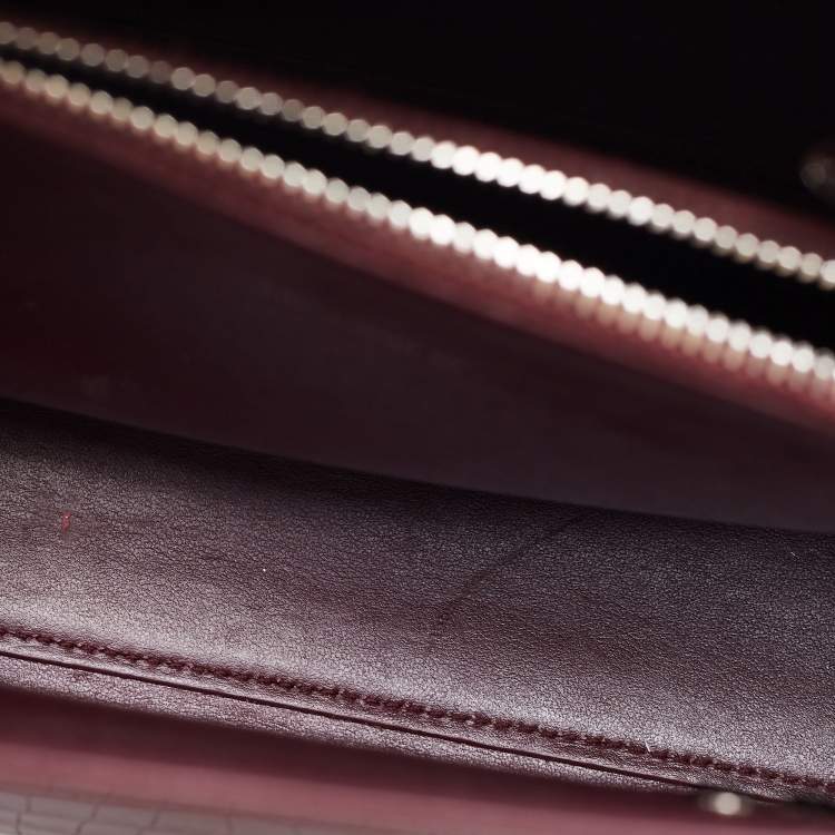 Pre Owned Saint Laurent Burgundy Croc Embossed Leather Baby Classic Sac De Jour Tote