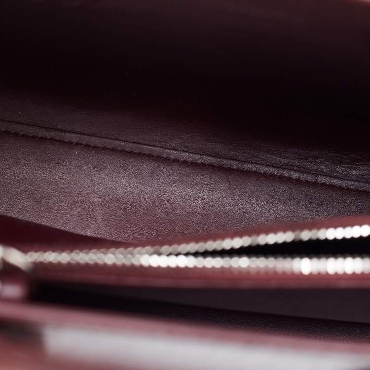 Pre Owned Saint Laurent Burgundy Croc Embossed Leather Baby Classic Sac De Jour Tote