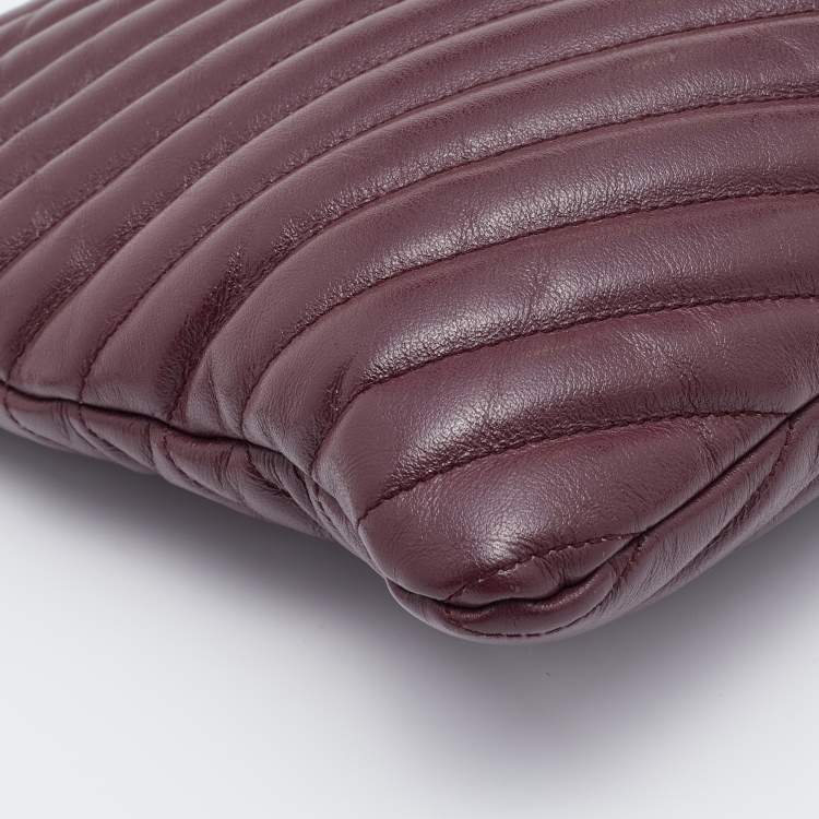 Pre Owned Saint Laurent Burgundy Matelasse Leather Cassandre Clutch