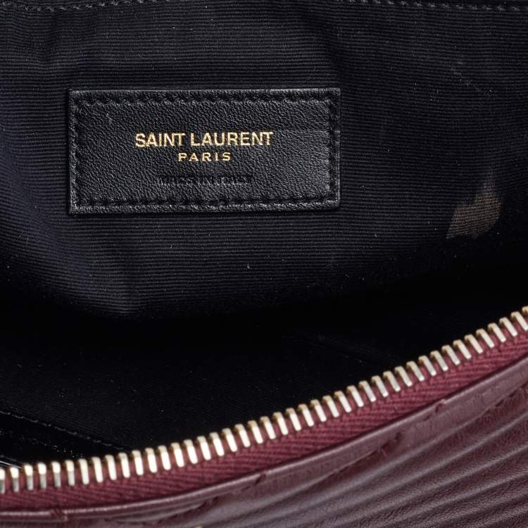 Pre Owned Saint Laurent Burgundy Matelasse Leather Cassandre Clutch