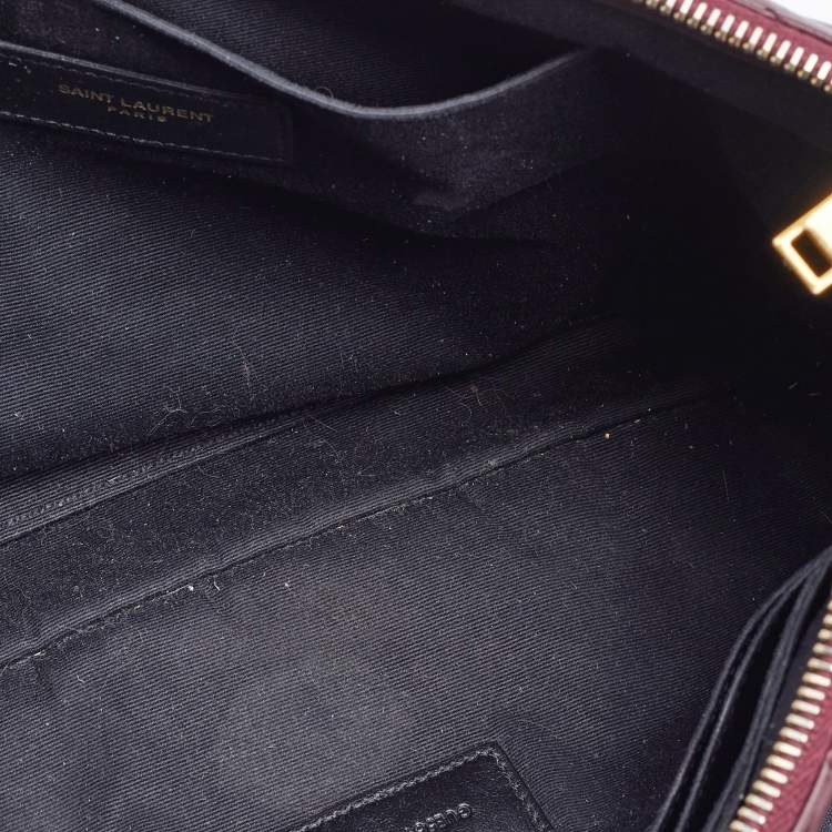 Pre Owned Saint Laurent Burgundy Matelasse Leather Cassandre Clutch