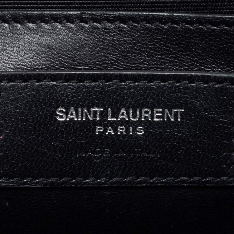 Pre Owned Saint Laurent Black Croc Embossed Medium Kate Tassel Shoulder Bag