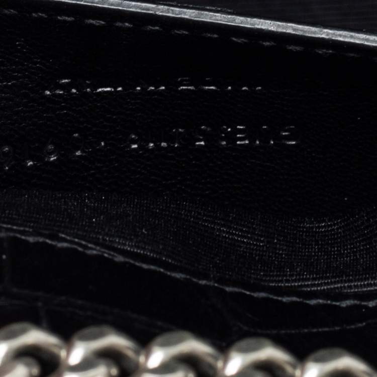 Pre Owned Saint Laurent Black Croc Embossed Medium Kate Tassel Shoulder Bag