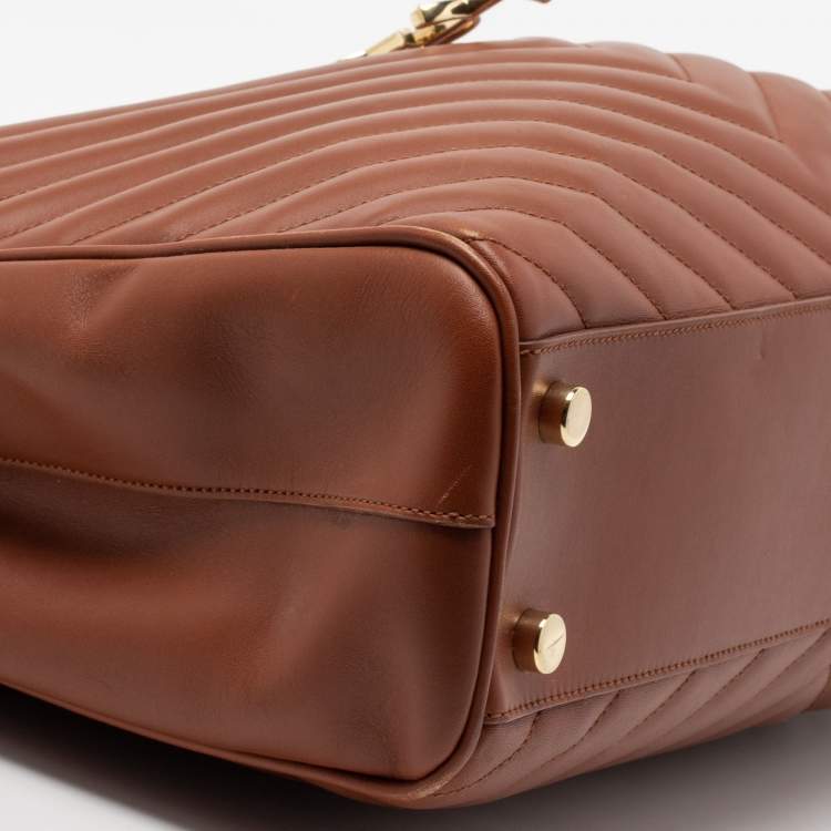 Pre Owned Saint Laurent Brown Matelasse Leather Cassandre Flap Bag