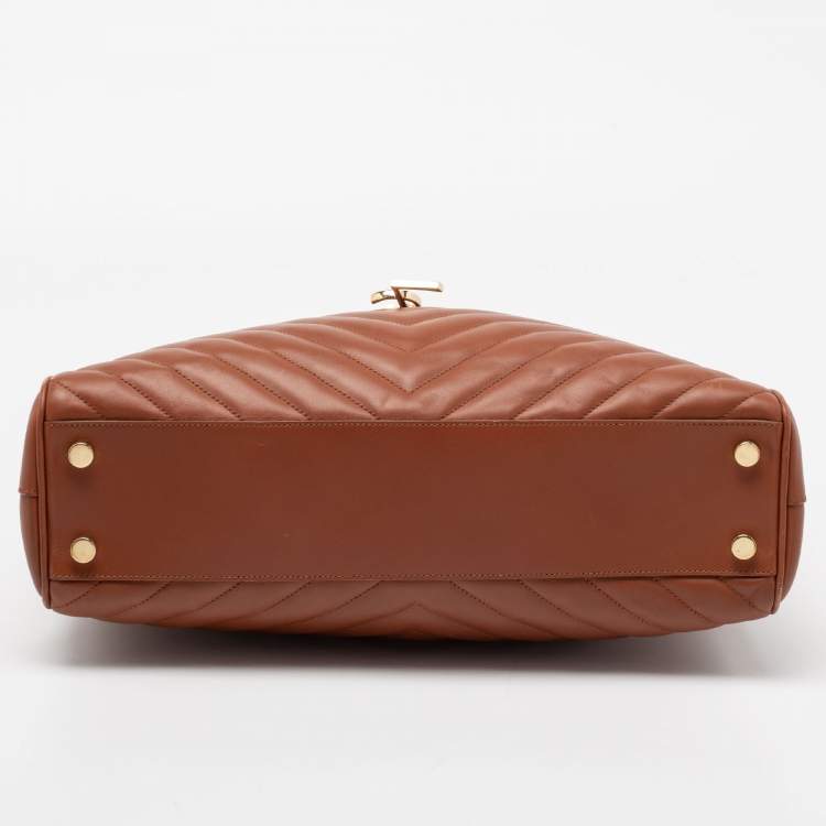 Pre Owned Saint Laurent Brown Matelasse Leather Cassandre Flap Bag