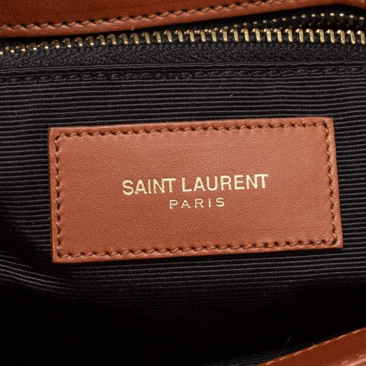 Pre Owned Saint Laurent Brown Matelasse Leather Cassandre Flap Bag