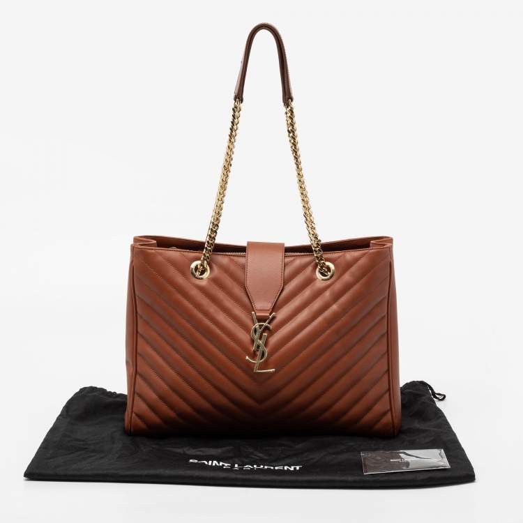 Pre Owned Saint Laurent Brown Matelasse Leather Cassandre Flap Bag