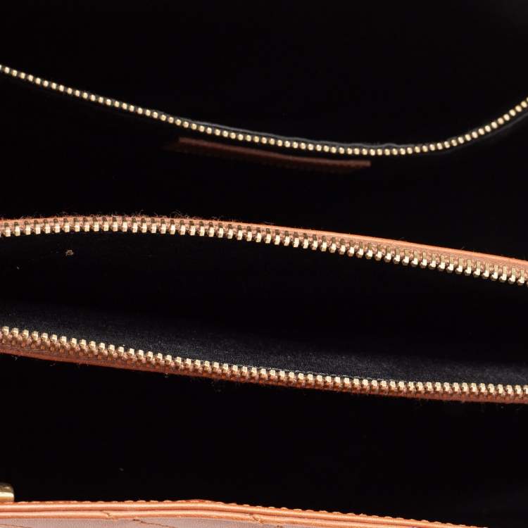 Pre Owned Saint Laurent Brown Matelasse Leather Cassandre Flap Bag