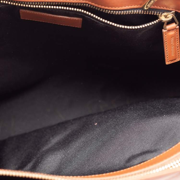 Pre Owned Saint Laurent Brown Matelasse Leather Cassandre Flap Bag