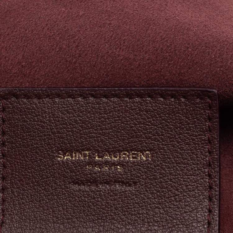 Pre Owned Saint Laurent Burgundy Leather Shopping Tote