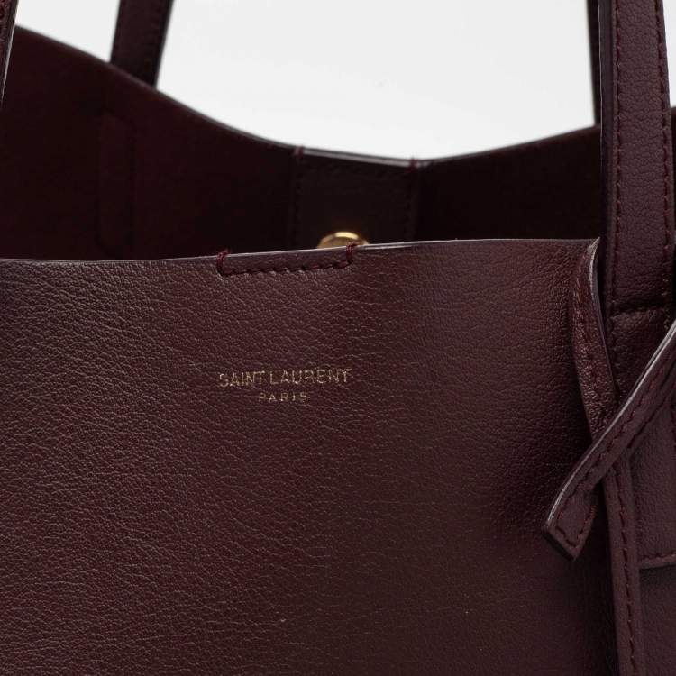 Pre Owned Saint Laurent Burgundy Leather Shopping Tote