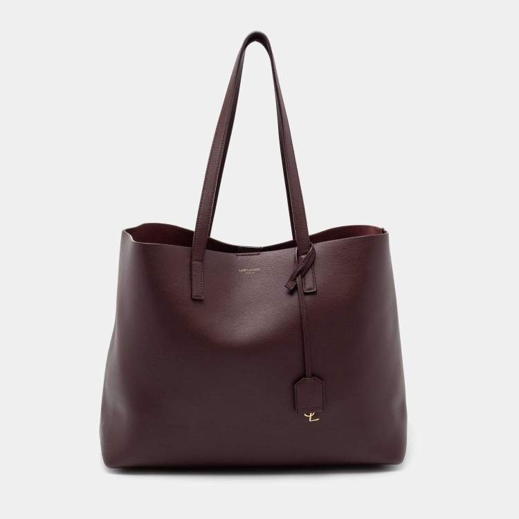 Pre Owned Saint Laurent Burgundy Leather Shopping Tote