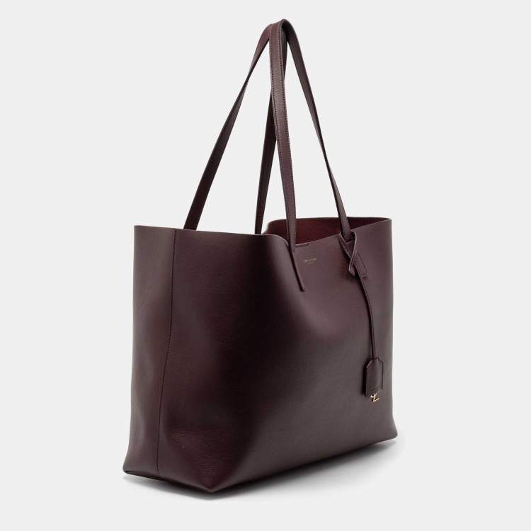 Pre Owned Saint Laurent Burgundy Leather Shopping Tote