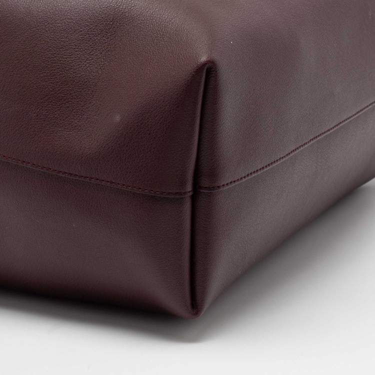 Pre Owned Saint Laurent Burgundy Leather Shopping Tote