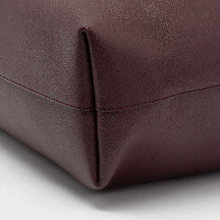 Pre Owned Saint Laurent Burgundy Leather Shopping Tote