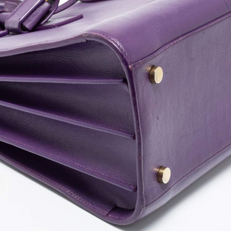Pre Owned Saint Laurent Purple Leather Small Classic Sac De Jour Tote