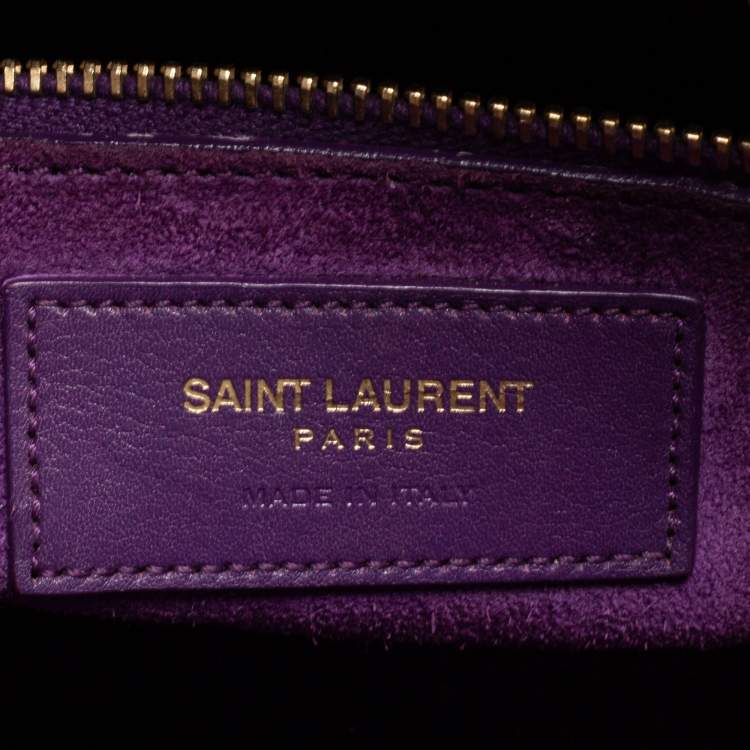 Pre Owned Saint Laurent Purple Leather Small Classic Sac De Jour Tote