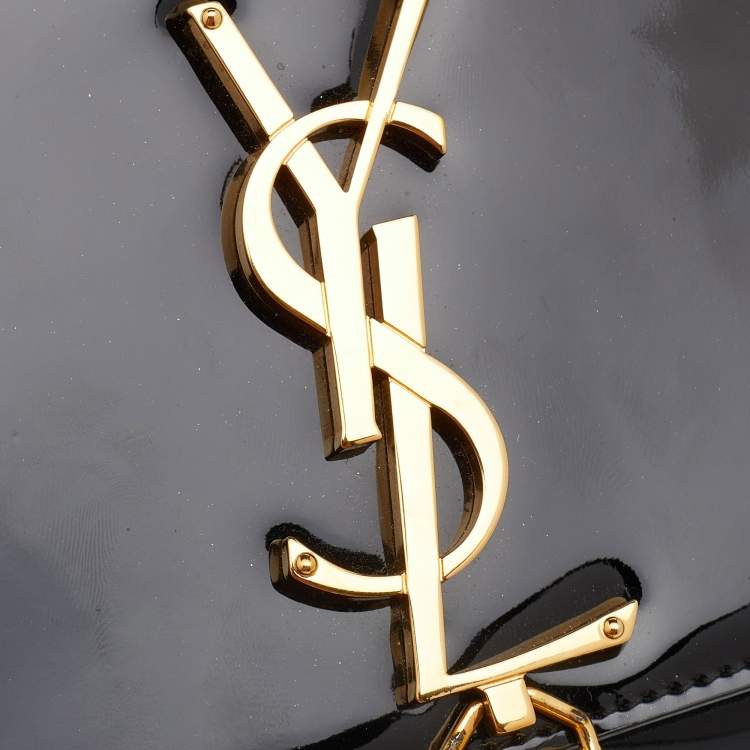 Pre Owned Saint Laurent Black Patent Leather Cassandre Clutch