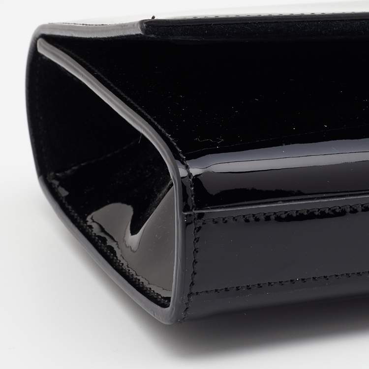 Pre Owned Saint Laurent Black Patent Leather Cassandre Clutch