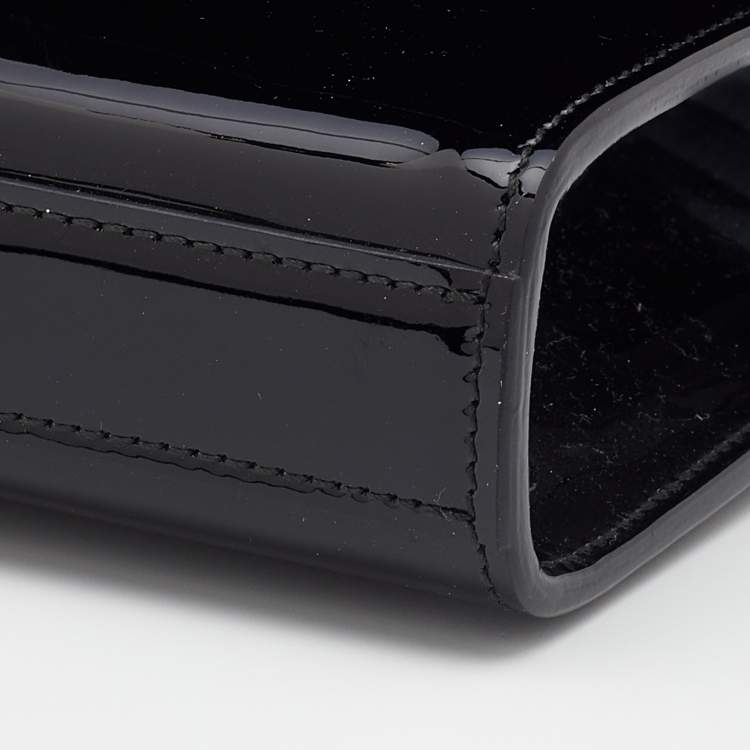 Pre Owned Saint Laurent Black Patent Leather Cassandre Clutch