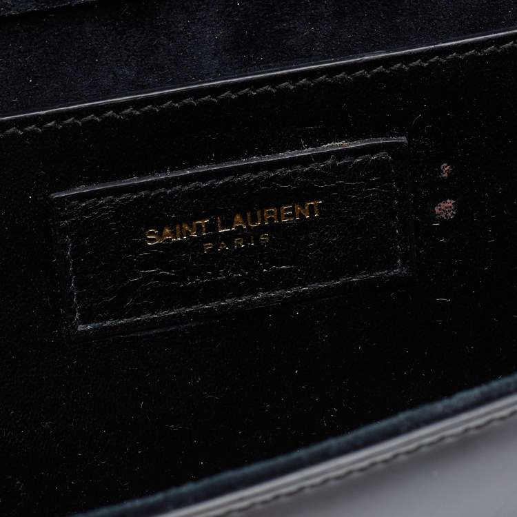 Pre Owned Saint Laurent Black Patent Leather Cassandre Clutch