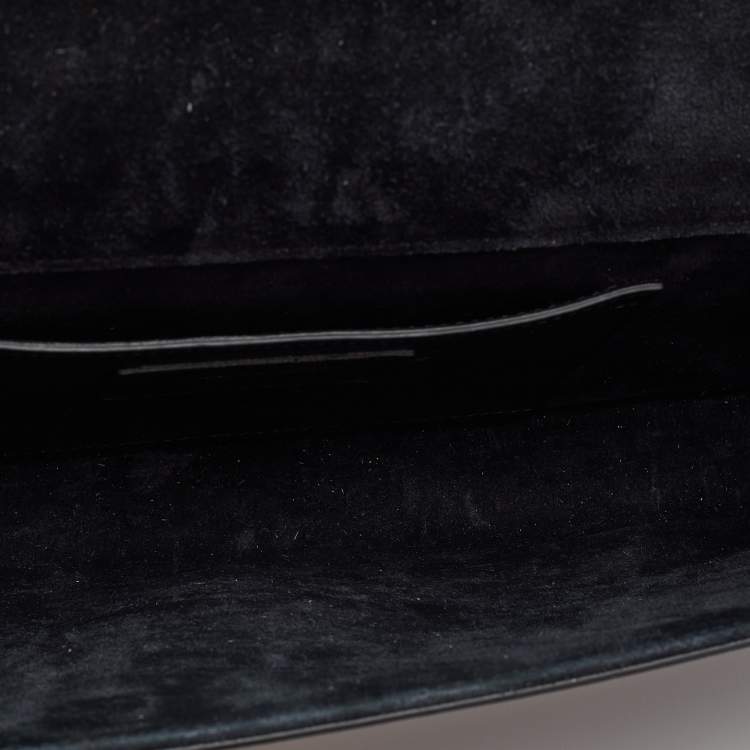 Pre Owned Saint Laurent Black Patent Leather Cassandre Clutch