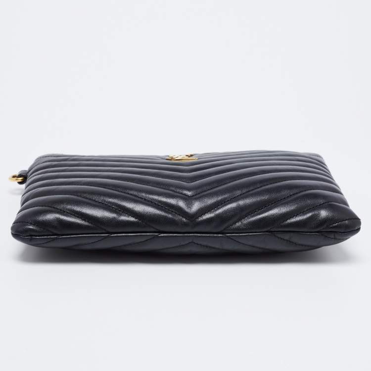 مملوكة مسبقًا Saint Laurent Black Quilted Leather Uptown Pouch