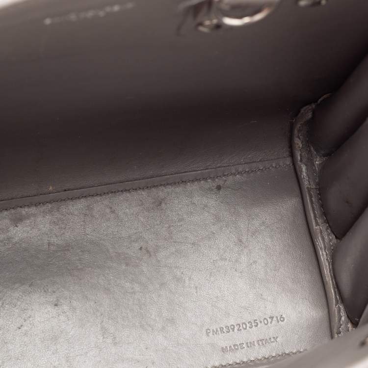 Pre Owned Saint Laurent Grey Croc Embossed Leather Nano Classic Sac De Jour Tote