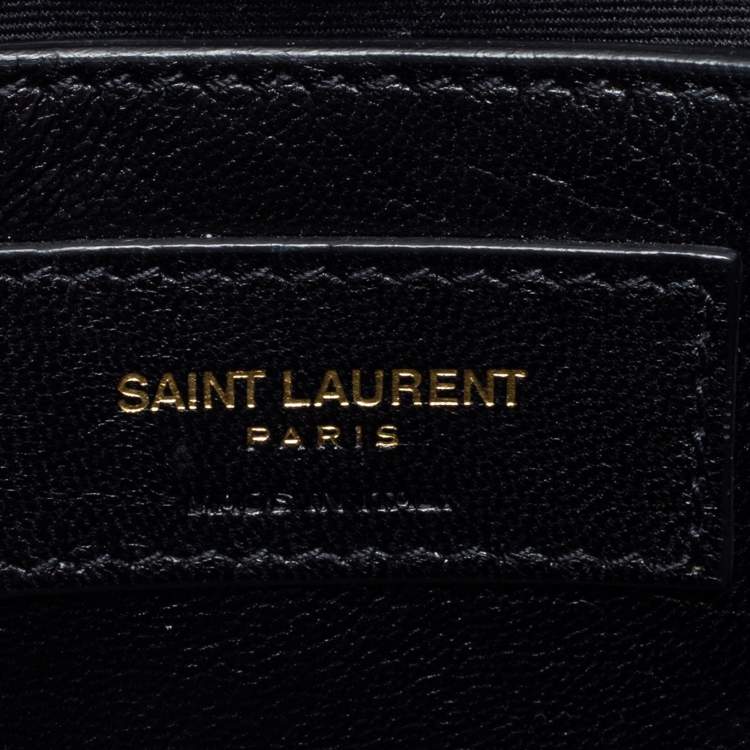 Pre Owned Saint Laurent Black Matelassé Leather and Suede Medium College Top Handle Bag