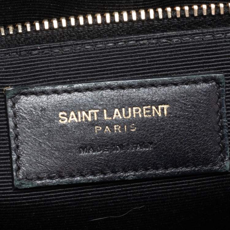 Pre Owned Saint Laurent Black Matelassé Leather Monogram Envelope Shoulder Bag