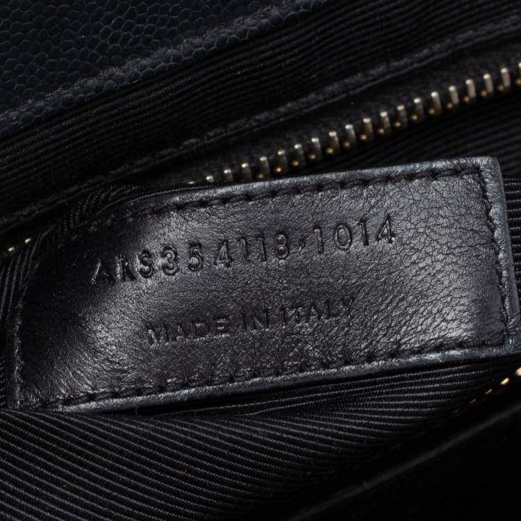 Pre Owned Saint Laurent Black Matelassé Leather Monogram Envelope Shoulder Bag