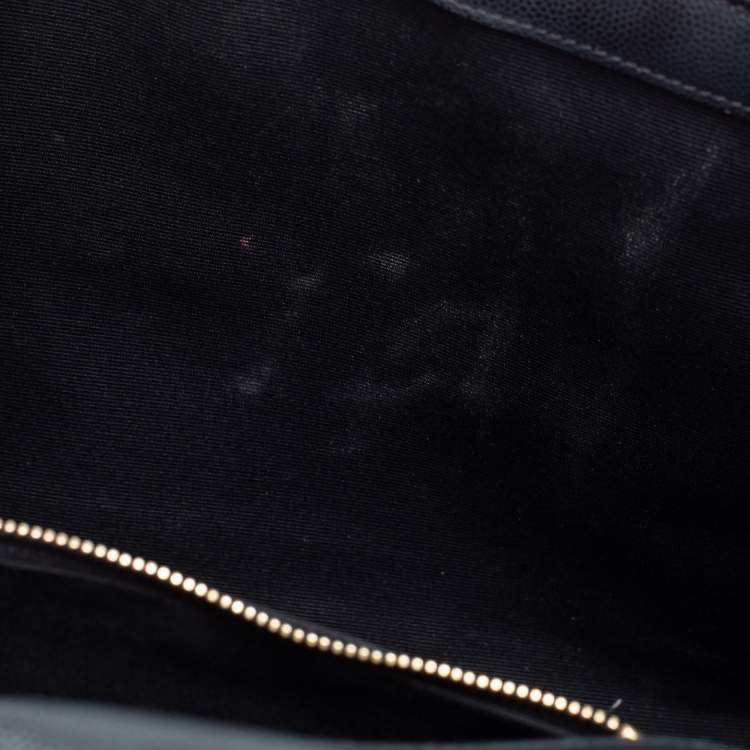 Pre Owned Saint Laurent Black Matelassé Leather Monogram Envelope Shoulder Bag