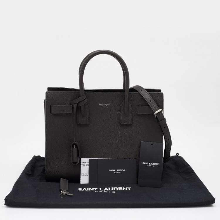 Pre Owned Saint Laurent British Dark Olive Leather Baby Classic Sac De Jour Tote