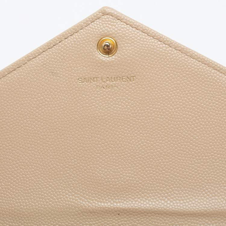 Pre Owned Saint Laurent Beige Leather Small Envelope Shoulder Bag