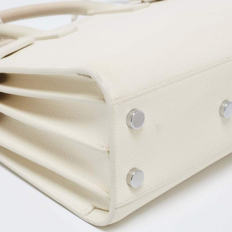 Pre Owned Saint Laurent Cream Leather Nano Classic Sac De Jour Tote