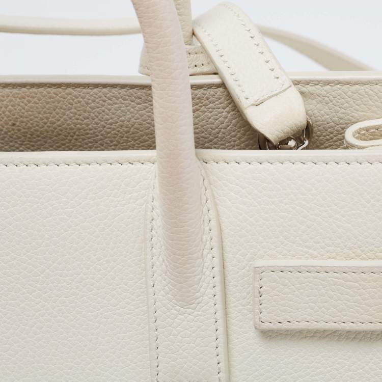 Pre Owned Saint Laurent Cream Leather Nano Classic Sac De Jour Tote