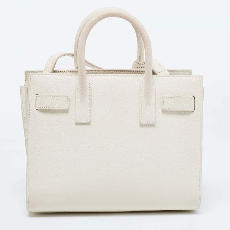 Pre Owned Saint Laurent Cream Leather Nano Classic Sac De Jour Tote
