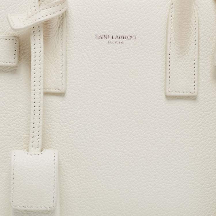 Pre Owned Saint Laurent Cream Leather Nano Classic Sac De Jour Tote