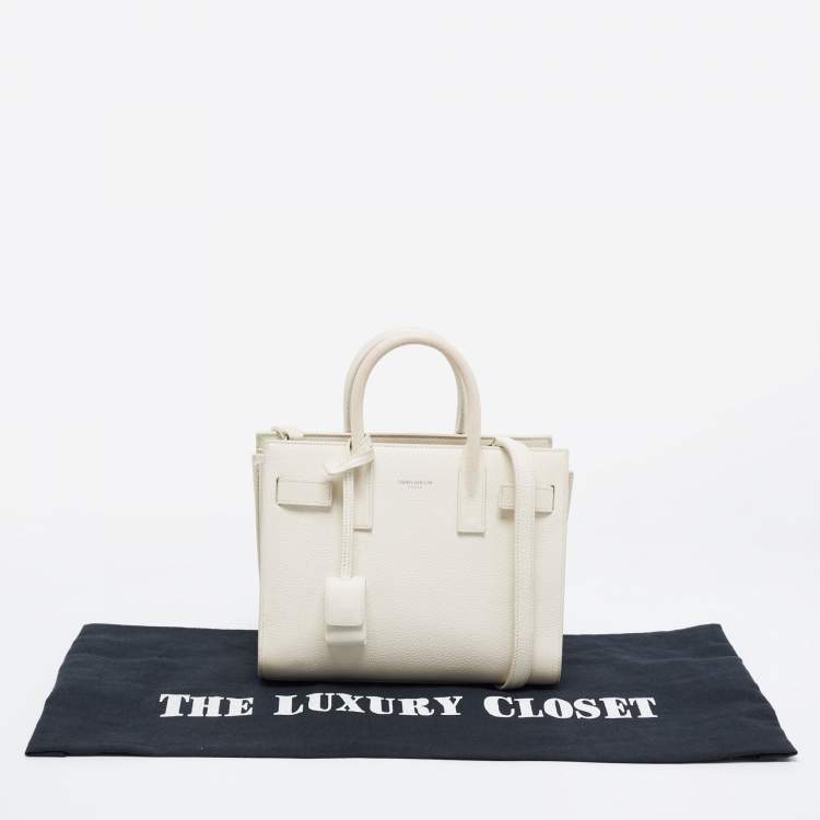 Pre Owned Saint Laurent Cream Leather Nano Classic Sac De Jour Tote