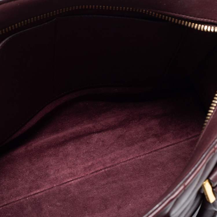 Pre Owned Saint Laurent Burgundy Matelassé Leather Small Monogram Cabas Tote